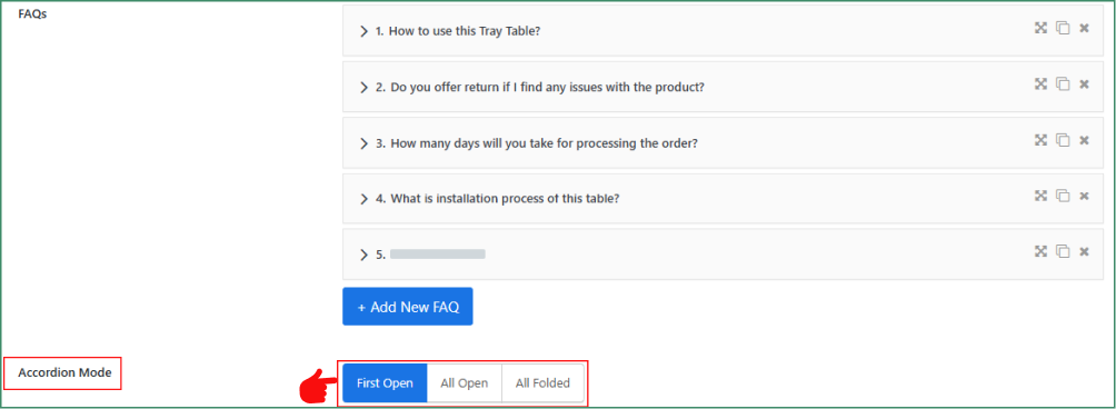 showcase WooCommerce FAQ tab in according styles