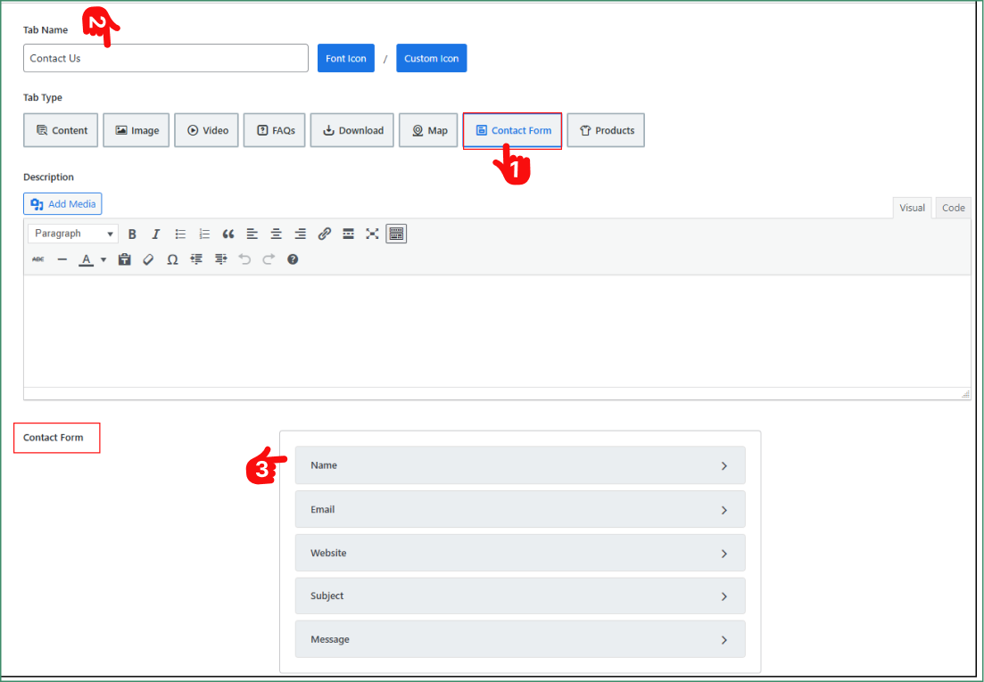 how create contact us form using smart tabs for WooCommerce