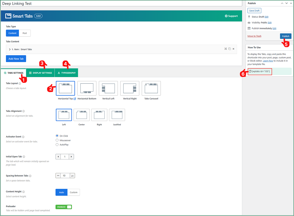 How to customize deep linking tab in WordPress