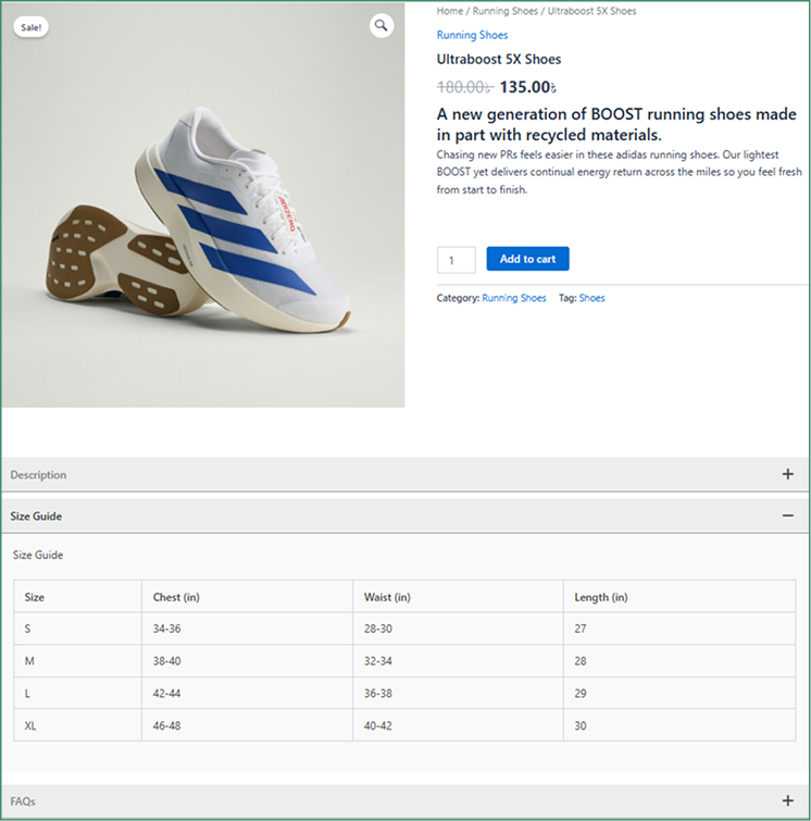 What is a Product Size Chart in WooCommerce