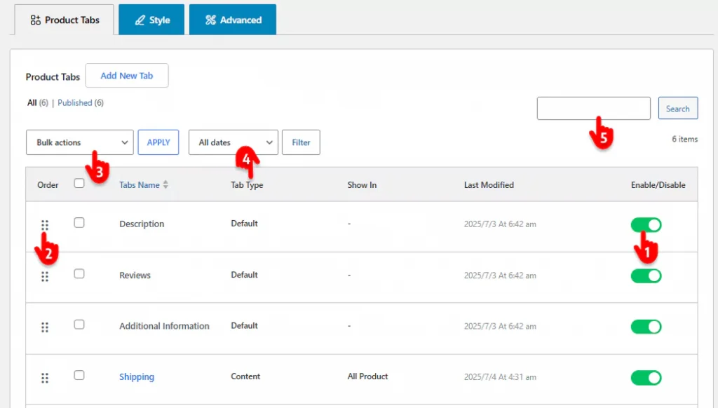 manage custom product tabs