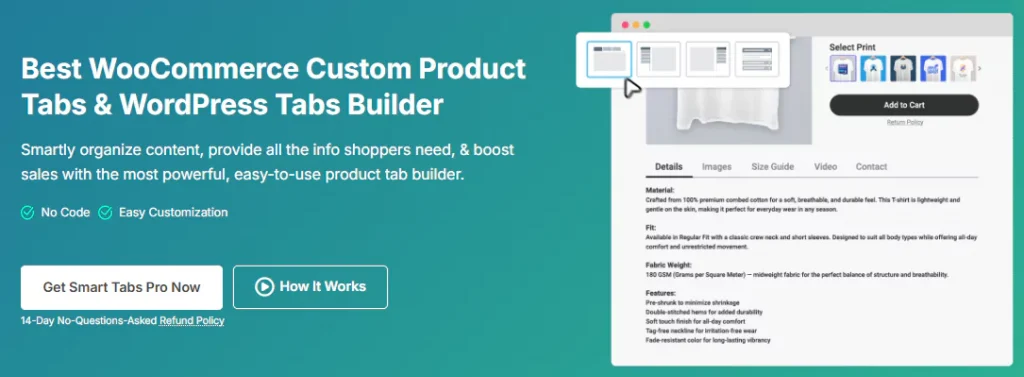 Smart Tabs, best WooCommerce custom product tabs plugins