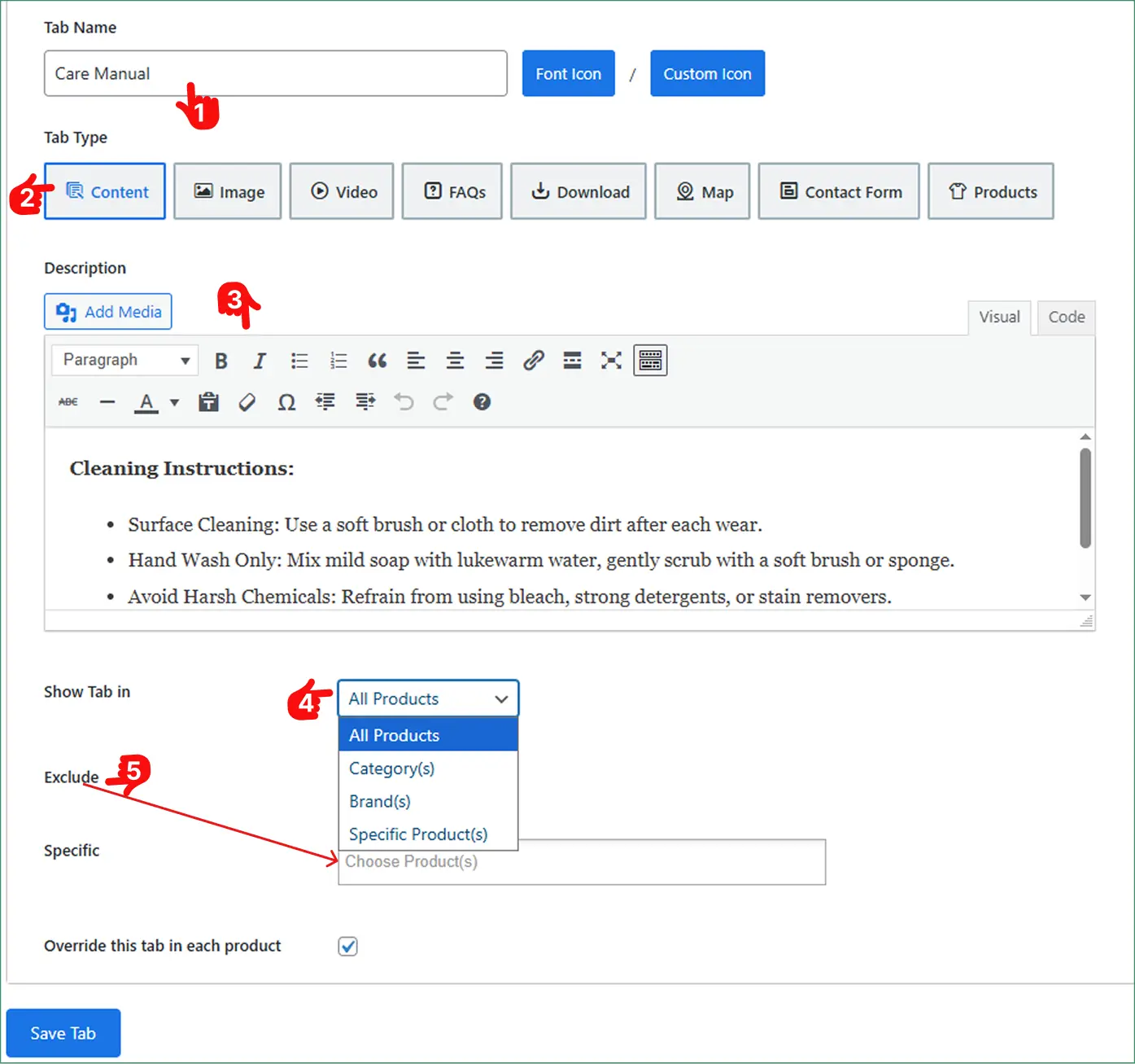 How to create custom product tabs using smart tabs