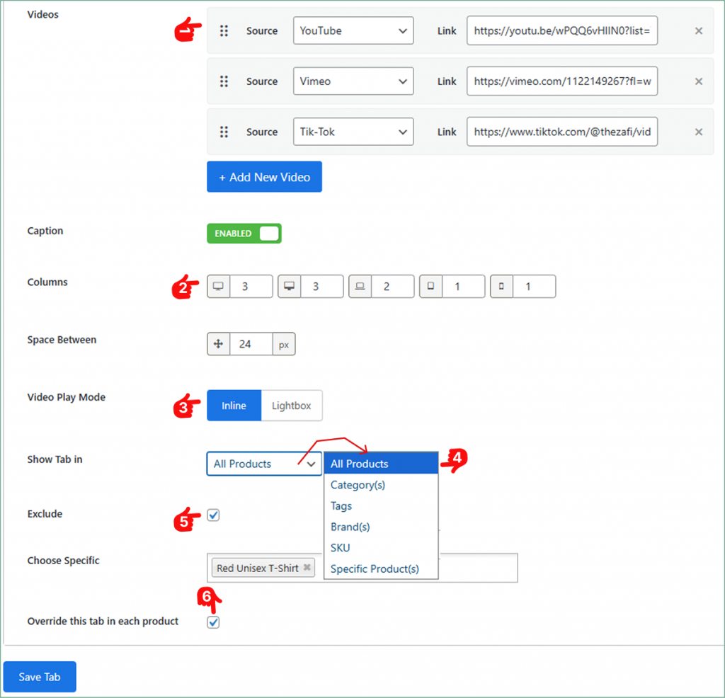 How to customize video tab