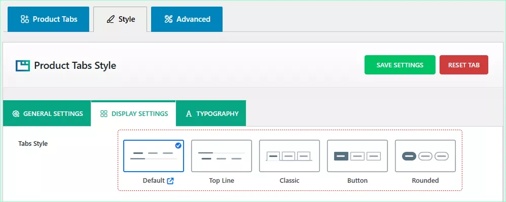 Horizontal tab styles