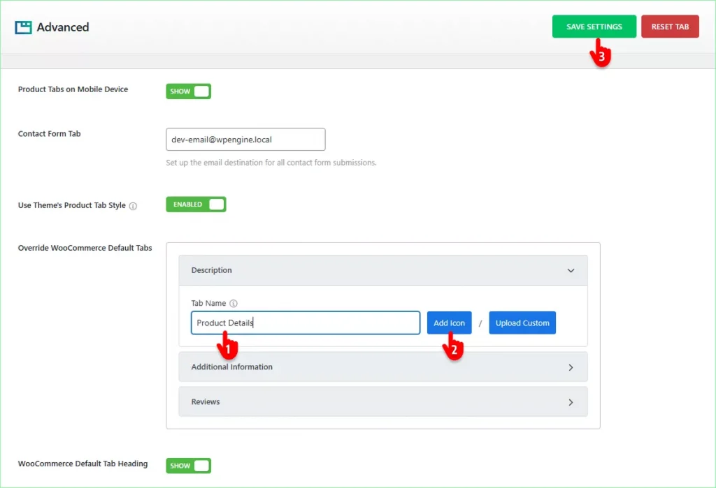 Steps to customize WooCommerce default product tabs
