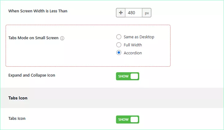 tabs to accordion in small screen