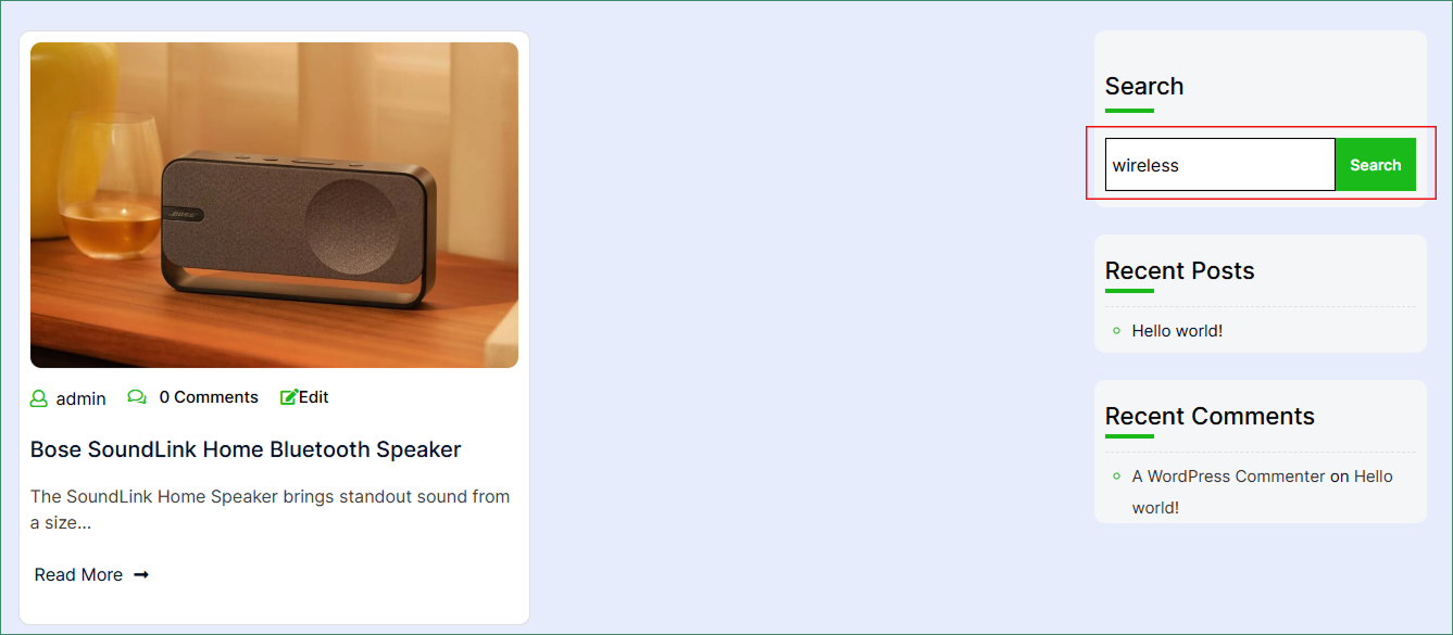 How to search product in Tab Content