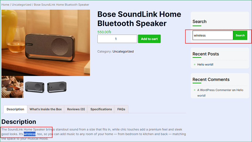 How to Search Product in Product Tabs