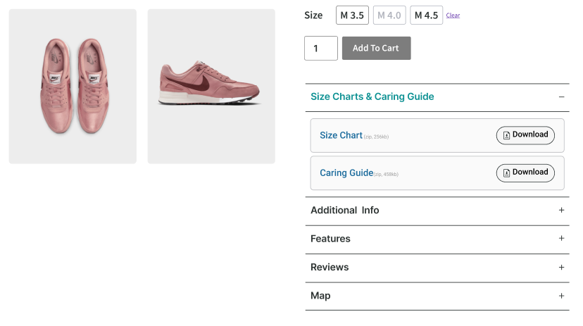 Accordion File Tab Below Product Summary