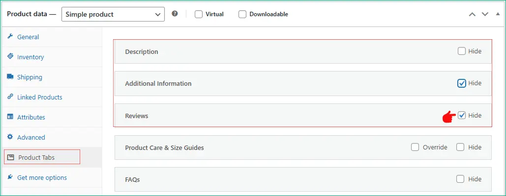 How to Hide WooCommerce Default Reviews Tab Per Product