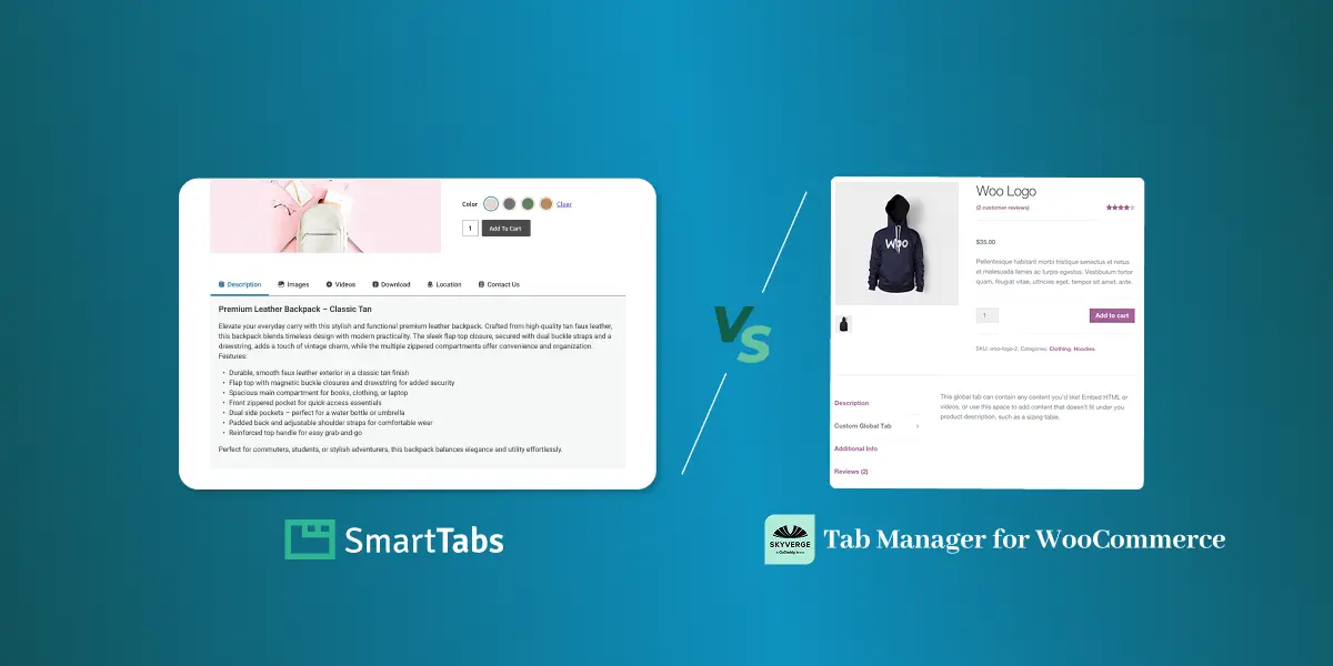 Smart Tabs Pro vs Tab Manager by SkyVerge: Custom Product Tabs Plugins Comparison